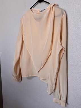Giorgio Armani Silk Sheer Draped Blouse Women’s 8 Elevated Ivory